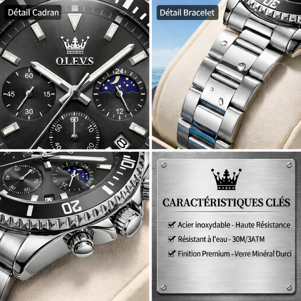 Montre Homme Luxe Chronographe – Élégance & Puissance au Poignet