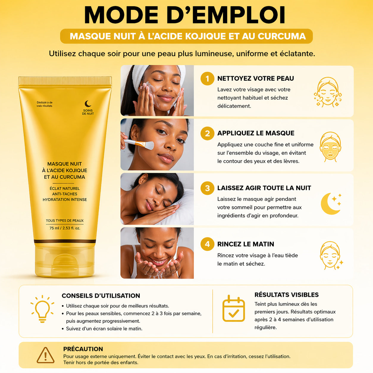 Masque Nuit Éclat – Teint Propre & Lumineux