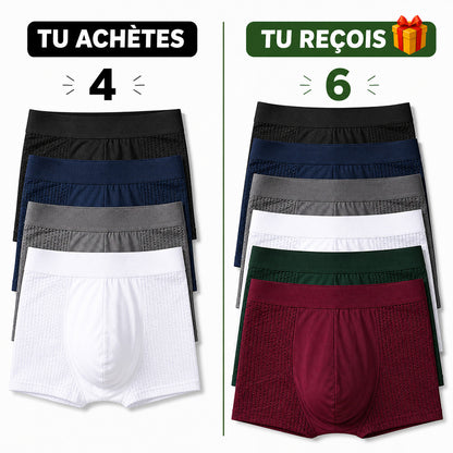 Boxer Bambou Anti-Transpiration — Frais Toute la Journée | Pack 4+2 Offerts